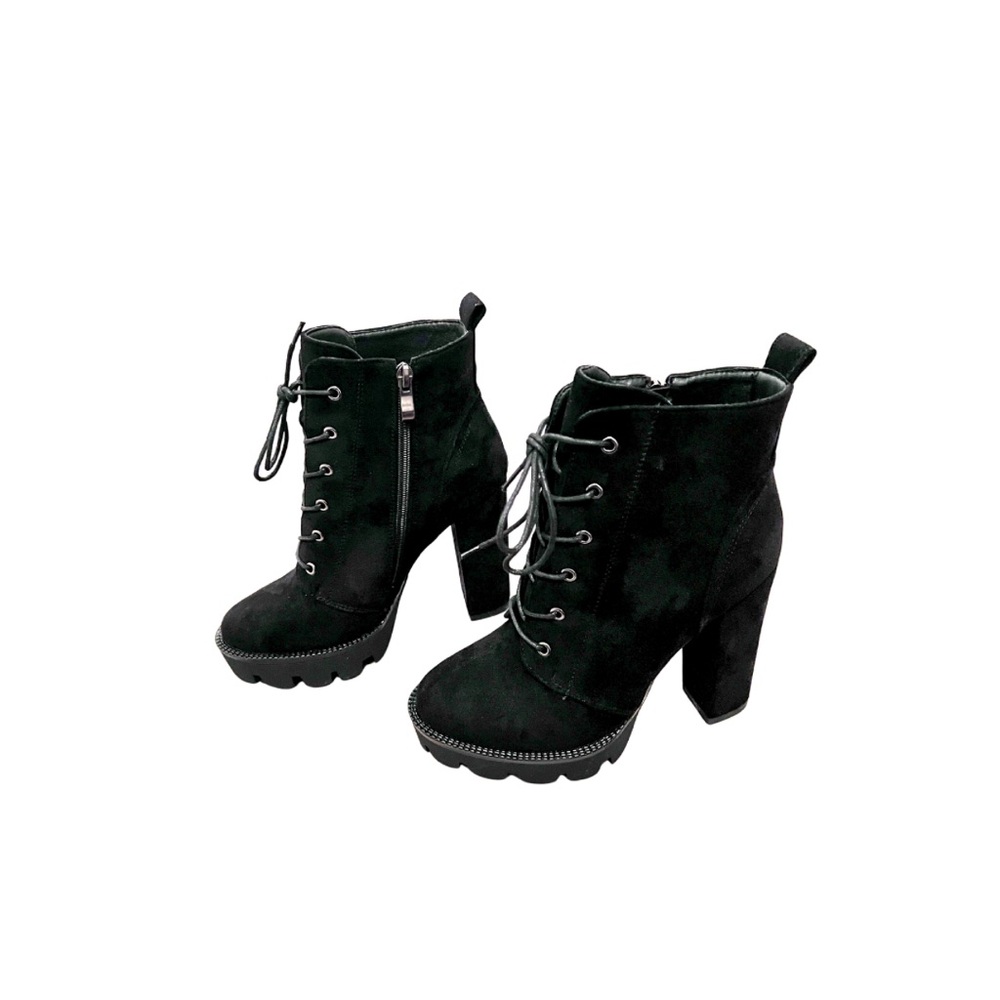 Black Lace-Up Ankle Boots - Picture 3 of 5